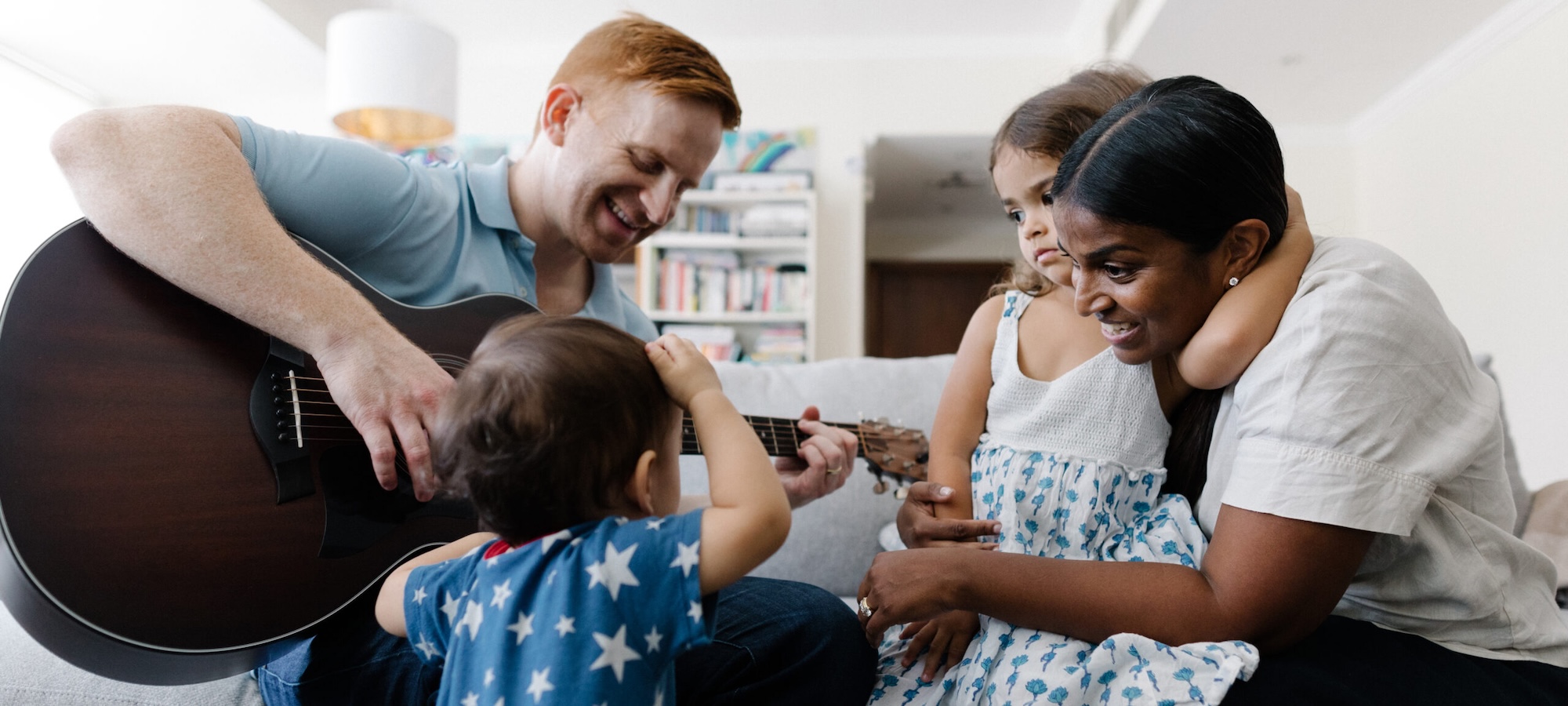 Diverse foster family singing songs