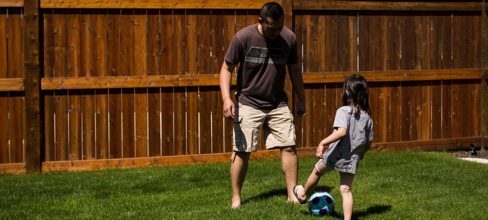 Child nutmegs their foster father at football